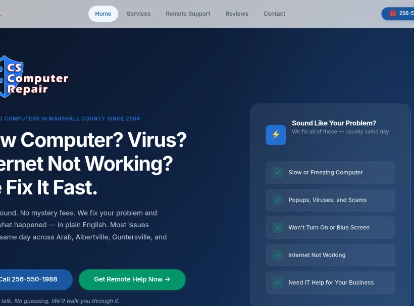 Recent Alabama small-business website built by Bama Web Design